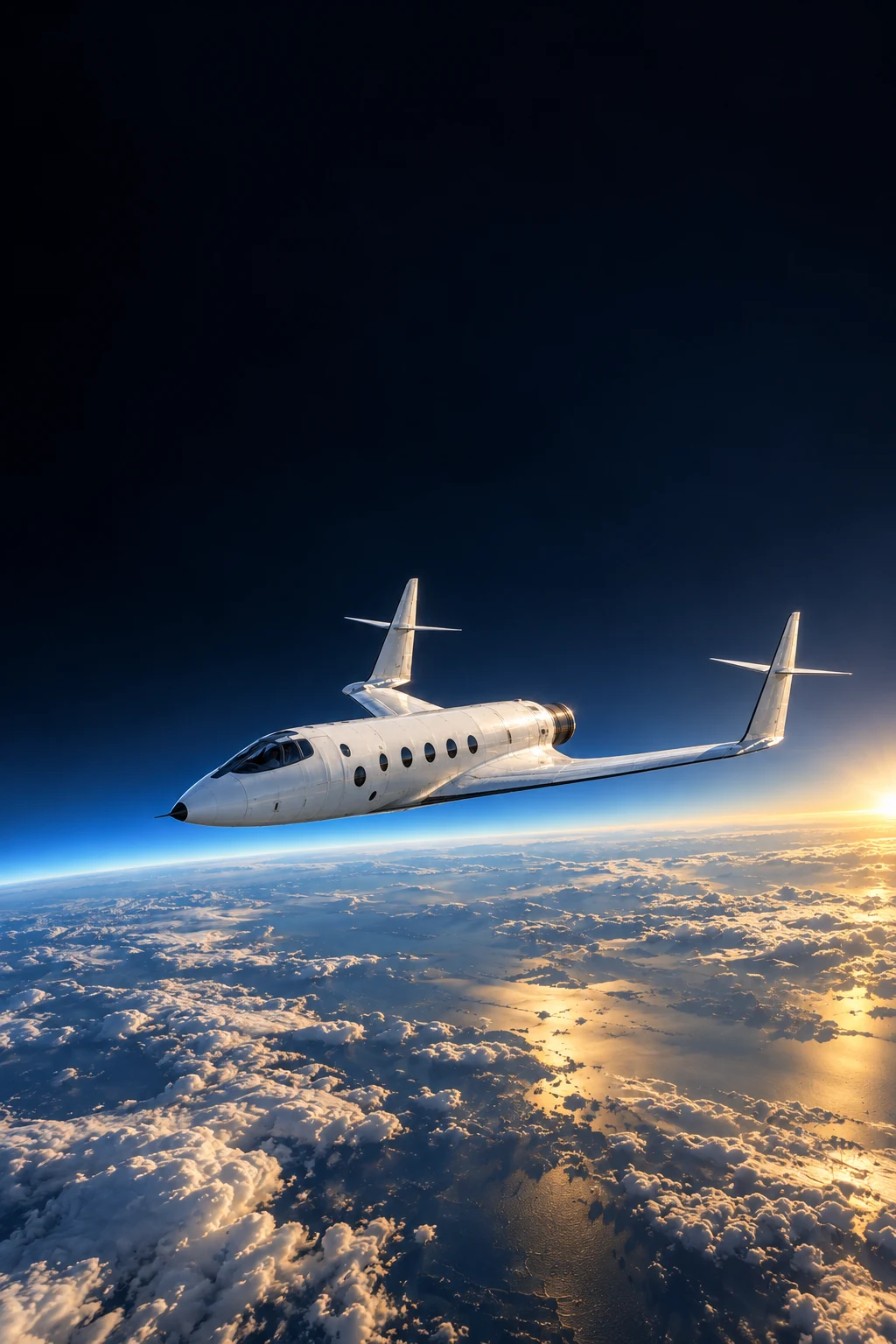 Avion spatial non marqué au-dessus de la courbure terrestre — création cinématographique
